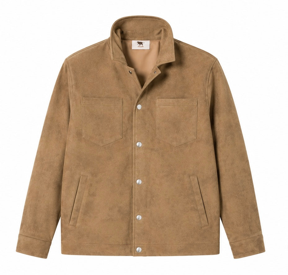 Semsket skinnjakke - Beige