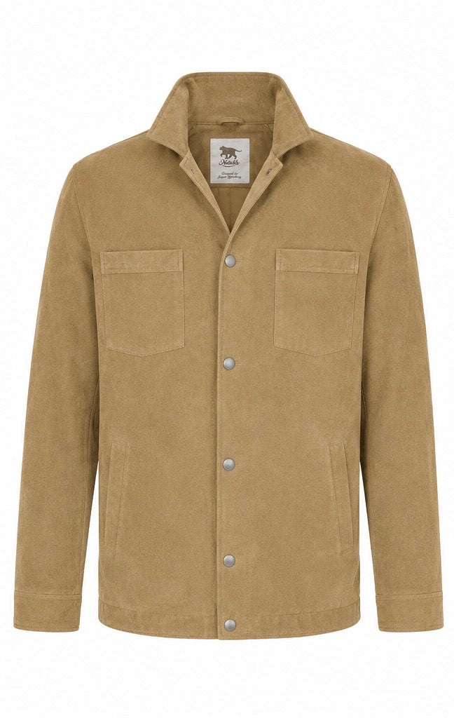 Semsket skinnjakke - Beige