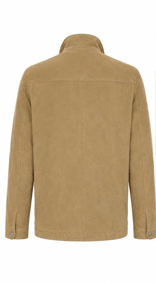 Semsket skinnjakke - Beige